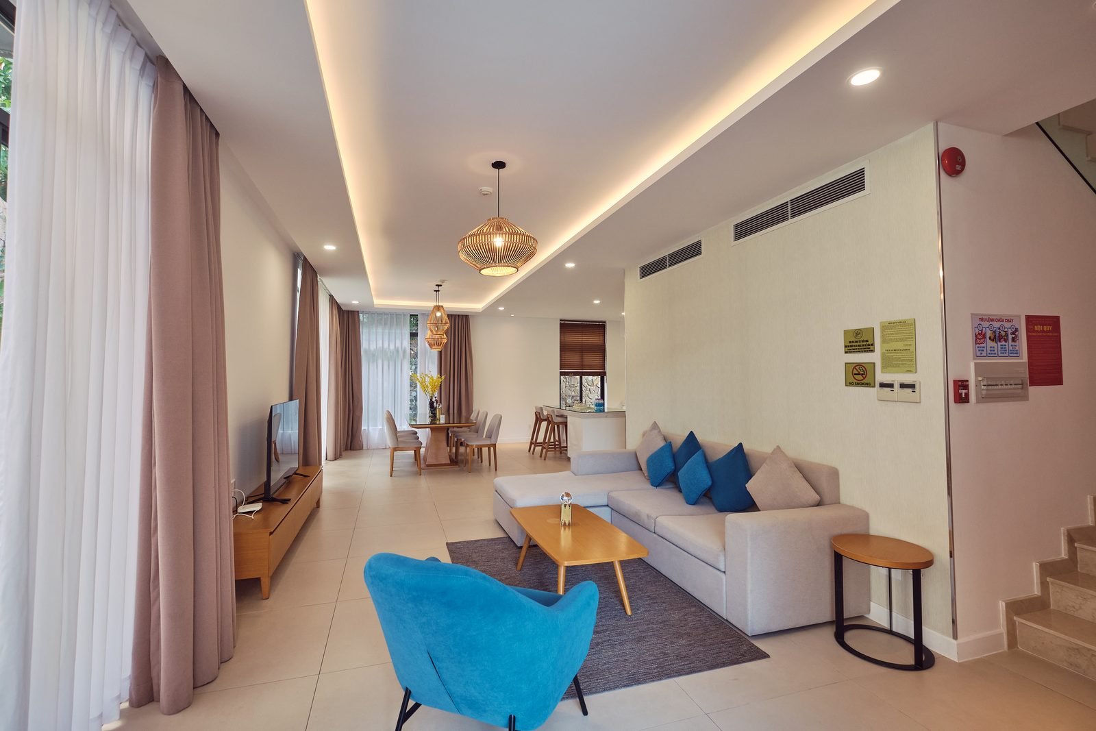 Open-plan living room of a Deluxe Pool Villa